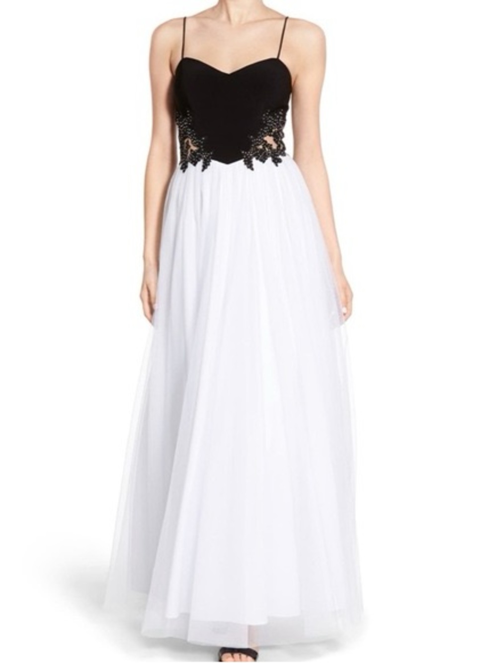 Blondie Nites Black White Tulle Prom Dress Gown Size 7